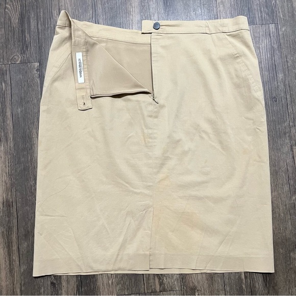 Marina Rinaldi Knee Length Lined Back Slit Beige Straight Pencil Skirt Silk 14 - Picture 7 of 10